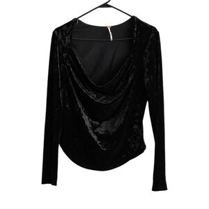 Free People Perfect Date Velvet Long Sleeve Top Size Small Goth Witchy Cocktail